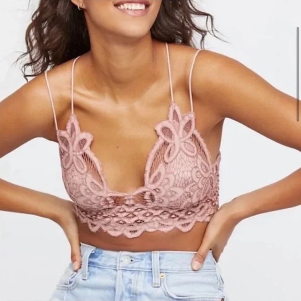 Free People Pink Adella Lace Bralette